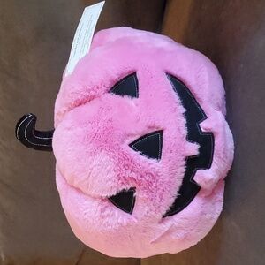 Cupcakes and Cashmere Pink Plush Pumpkin Jack o Lantern Pillow